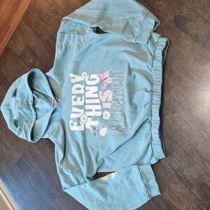 3 for $10 🦋 Girls Blue Butterfly & Owl Hoodie Size 8